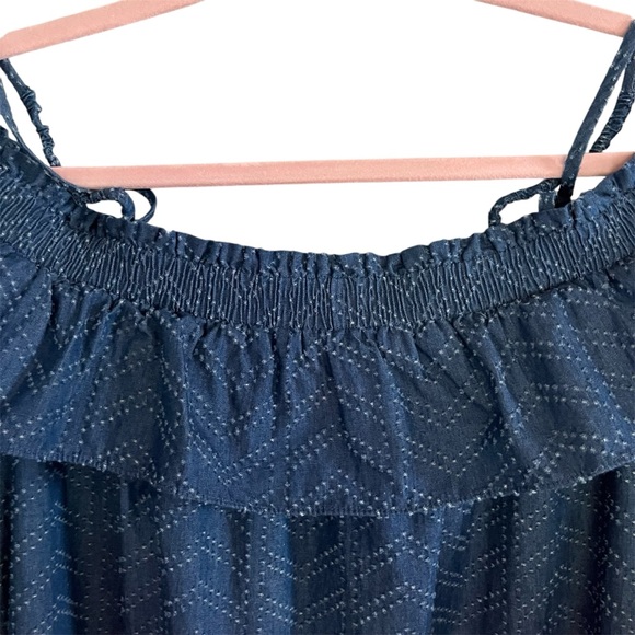 Vivi By Violet Weekend Women Cottagecore Off Shoulder Dress Blue Sz XL Cotton - Picture 4 of 11